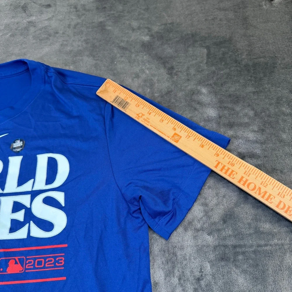 Nike Texas Rangers World Series T Shirt Mens Large Blue Dri Fit Graphic Tee